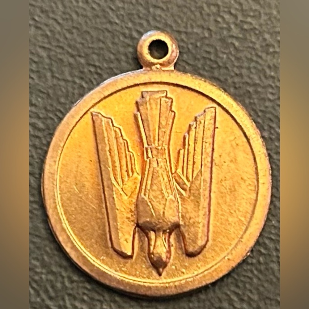 VINTAGE 1970'S HOLY SPIRIT RELIGIOUS DOVE BRONZE ROUND PENDANT MEDAL- 1"